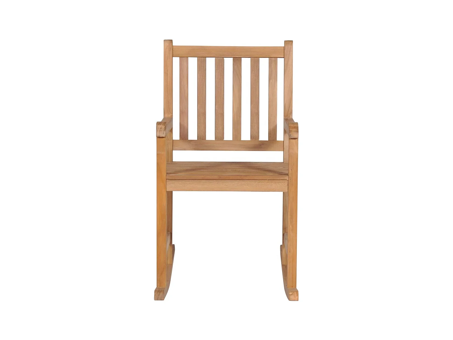 Chaise à bascule avec coussin à carreaux rouges Bois de teck