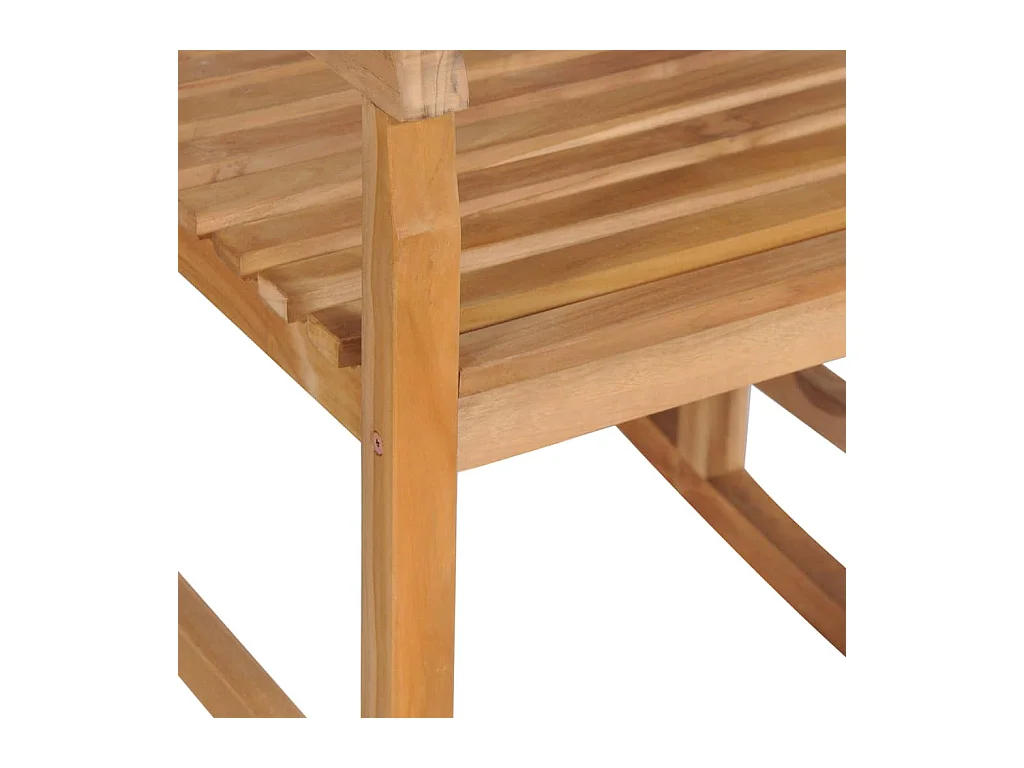 Chaise à bascule avec coussin à carreaux rouges Bois de teck