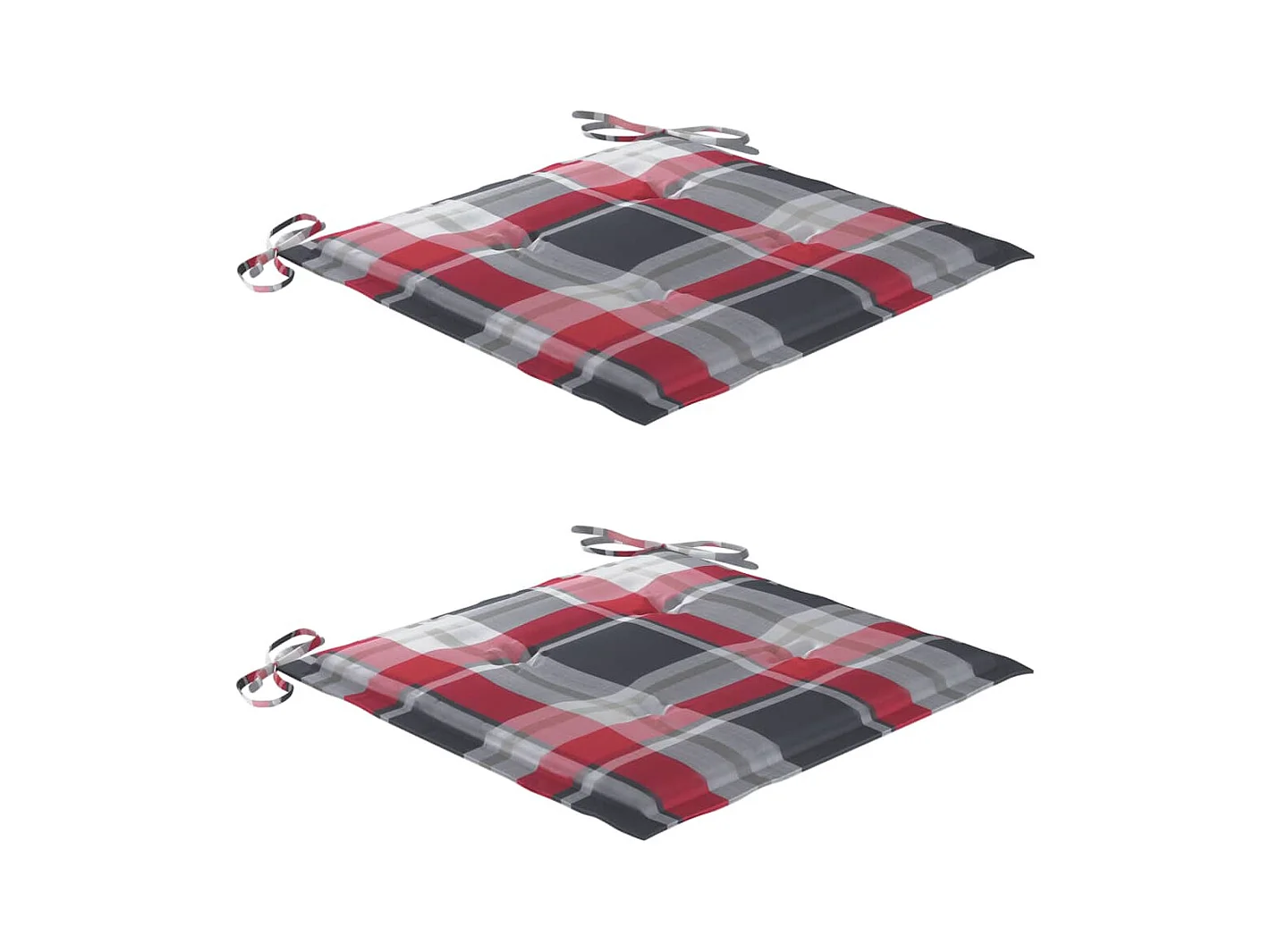 Chaise à bascule avec coussin à carreaux rouges Bois de teck