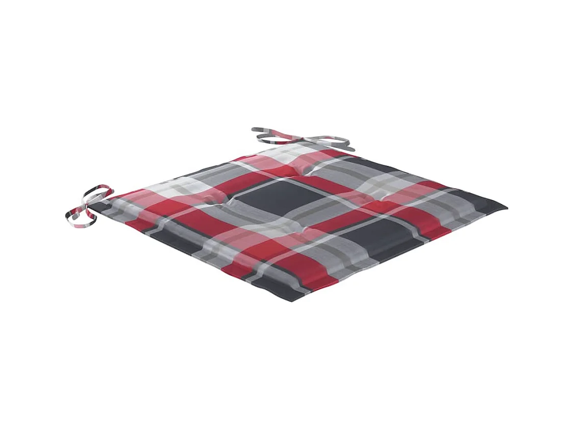 Chaise à bascule avec coussin à carreaux rouges Bois de teck