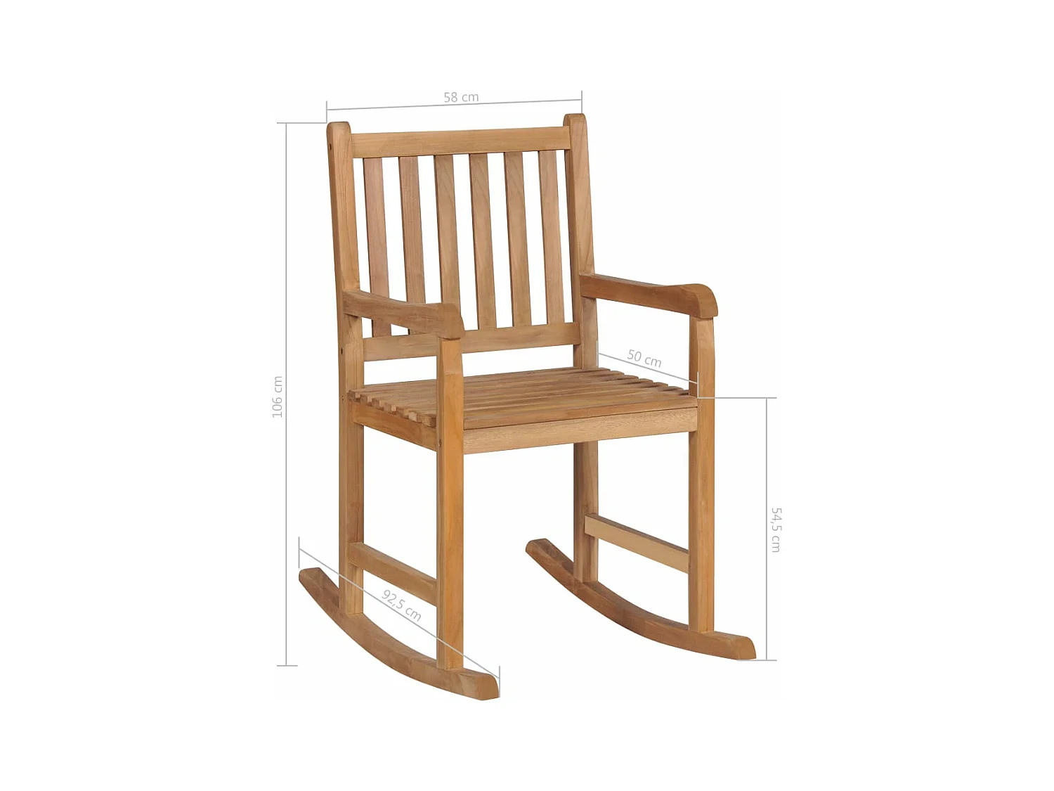 Chaise à bascule avec coussin à carreaux rouges Bois de teck