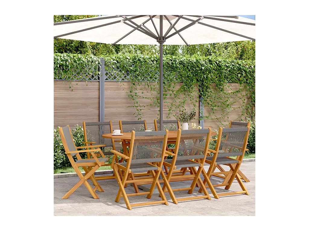 Chaises de jardin pliables lot de 8 gris bois d'acacia massif
