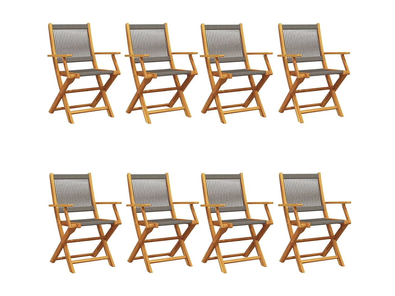 Chaises de jardin pliables lot de 8 gris bois d'acacia massif