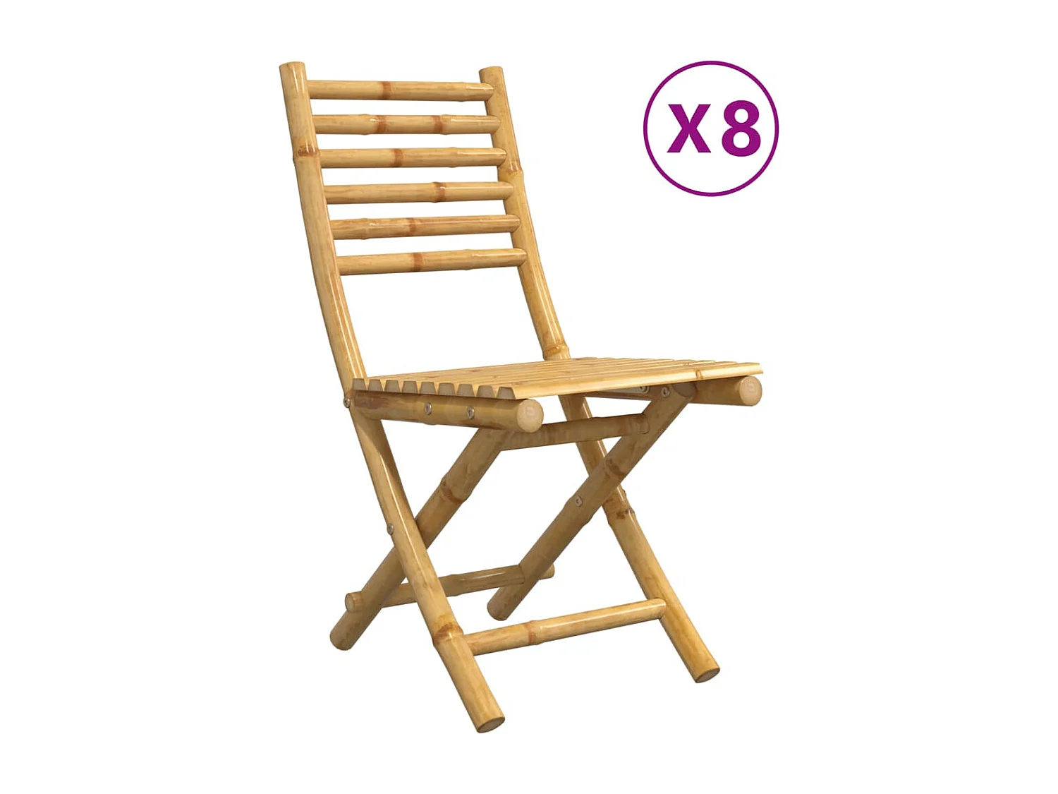 Chaises pliables de jardin lot de 8 43x54x88 cm bambou