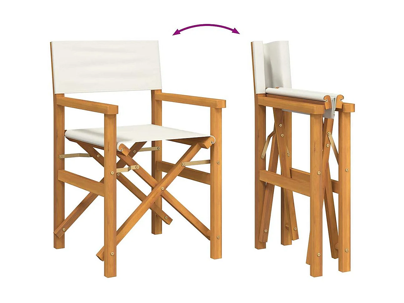 Chaise de metteur en scène pliante crème bois teck massif