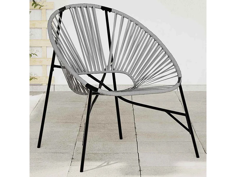 Chaise œuf de jardin noir et gris clair résine tressée
