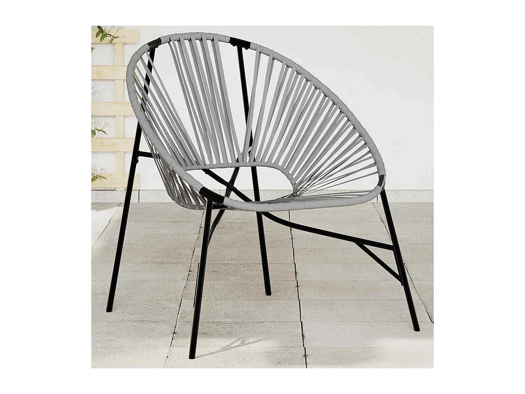 Chaise œuf de jardin noir et gris clair résine tressée