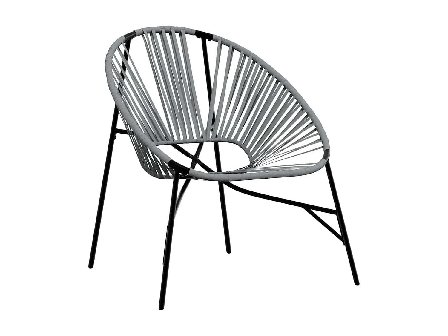 Chaise œuf de jardin noir et gris clair résine tressée