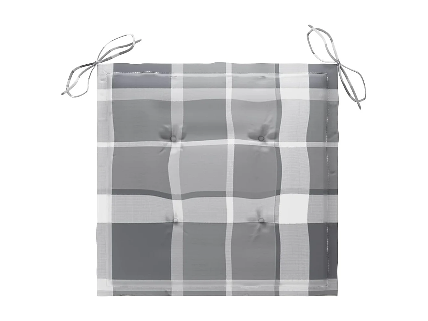 Chaises de jardin 2 pièces avec coussins à carreaux gris Teck