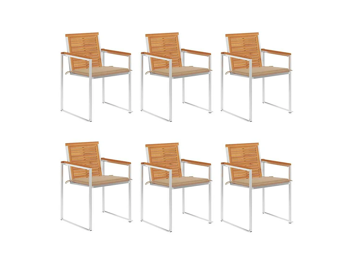 Chaises de jardin 6 pièces avec coussins Bois d'acacia solide