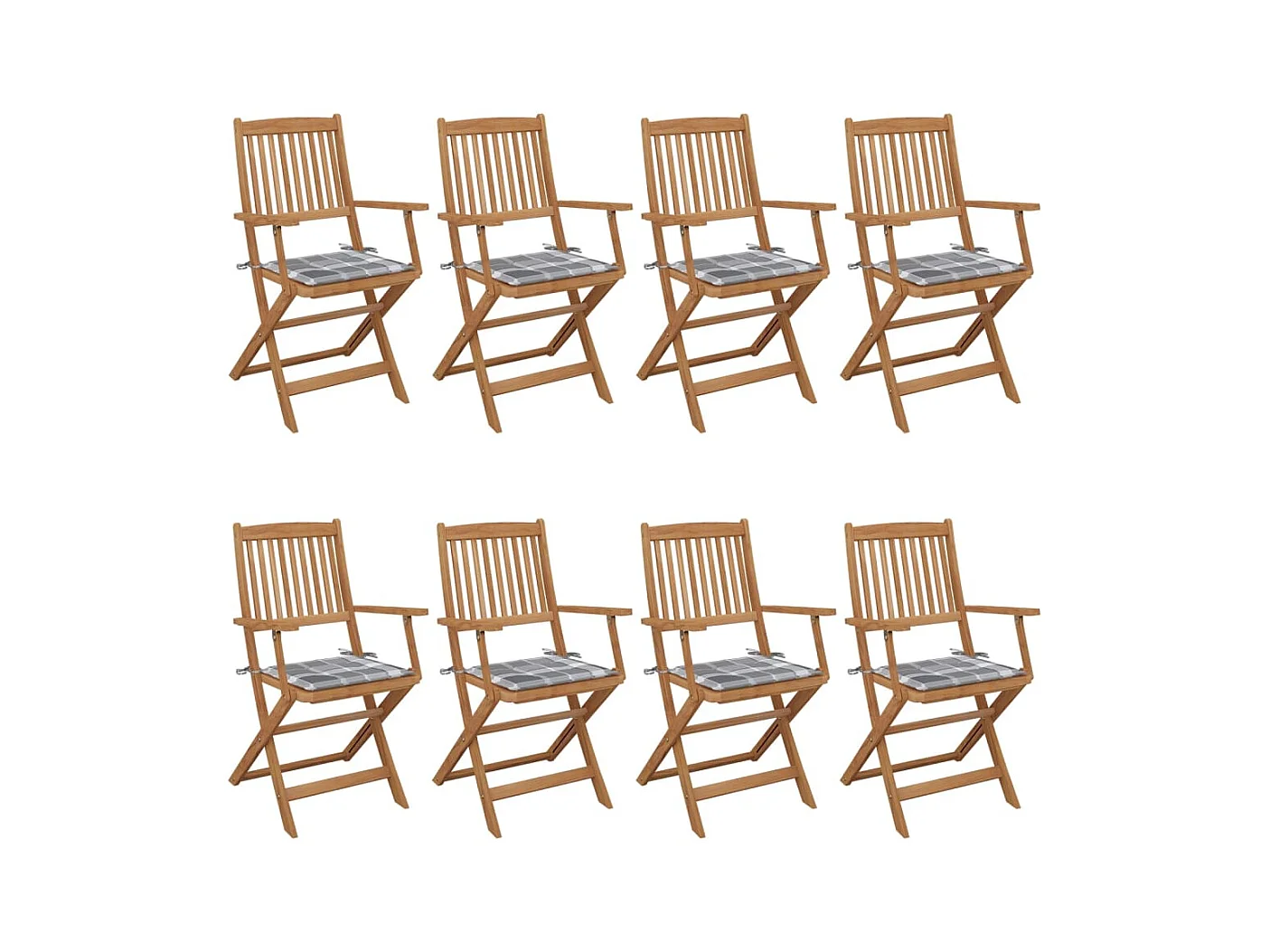 Chaises pliables de jardin 8 pièces avec coussins Bois d'acacia