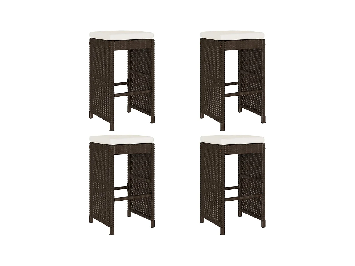 Tabourets de bar jardin coussins lot de 4 marron résine tressée