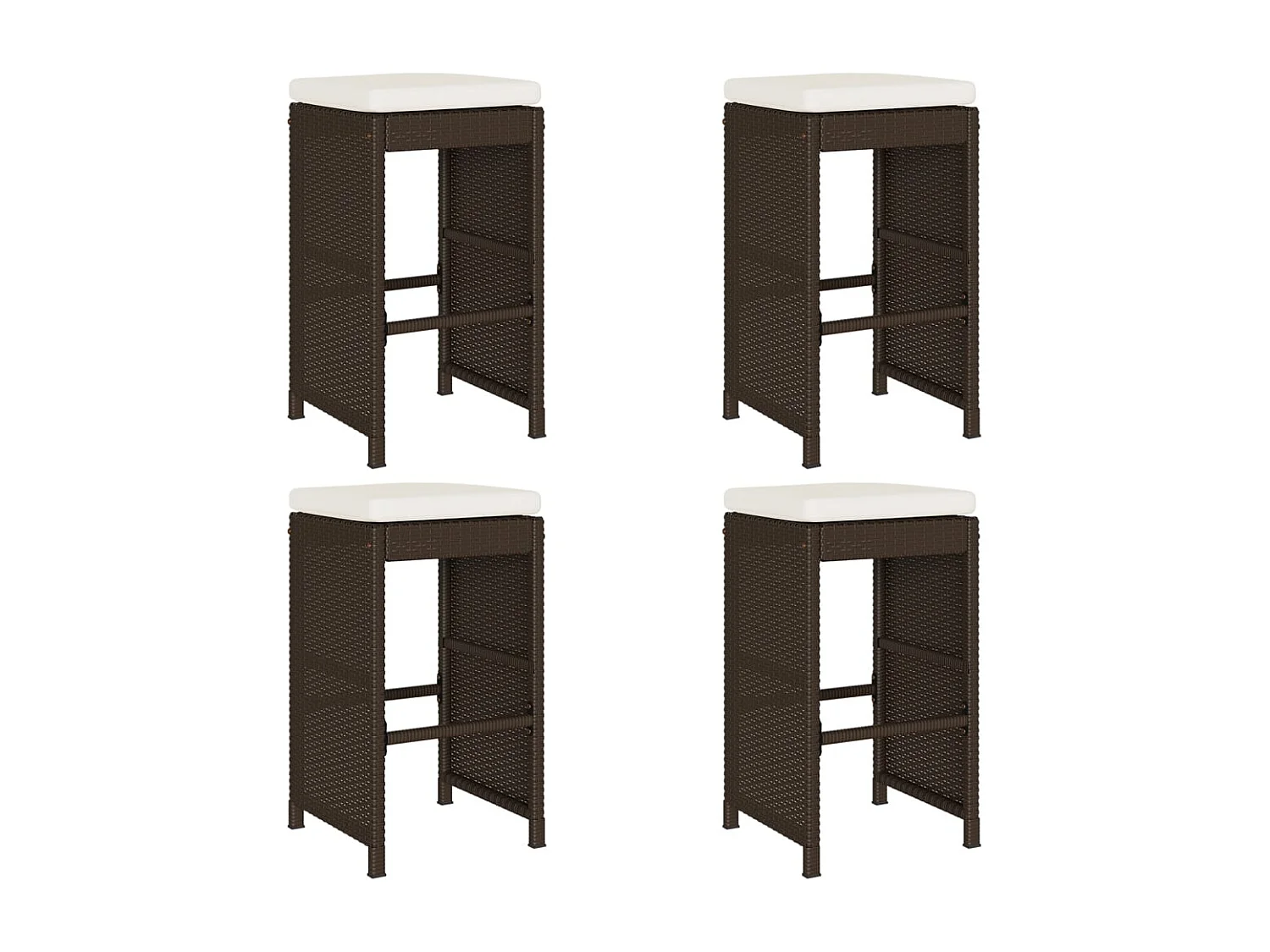 Tabourets de bar jardin coussins lot de 4 marron résine tressée