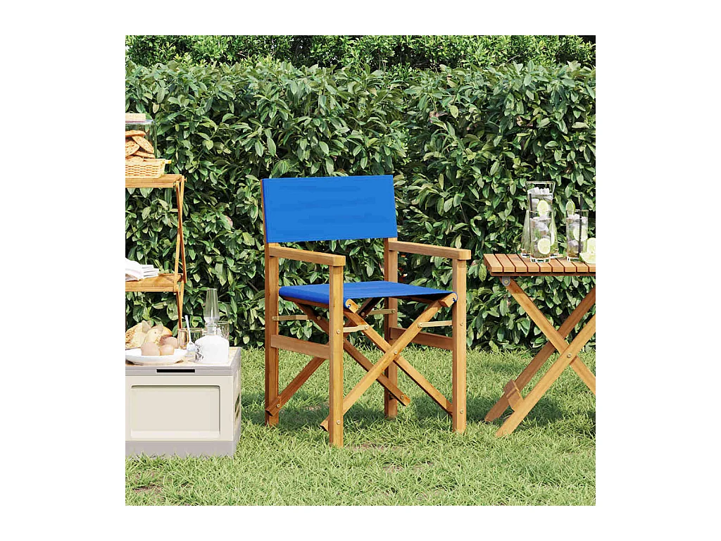 Chaise de metteur en scène pliante bleu bois teck massif