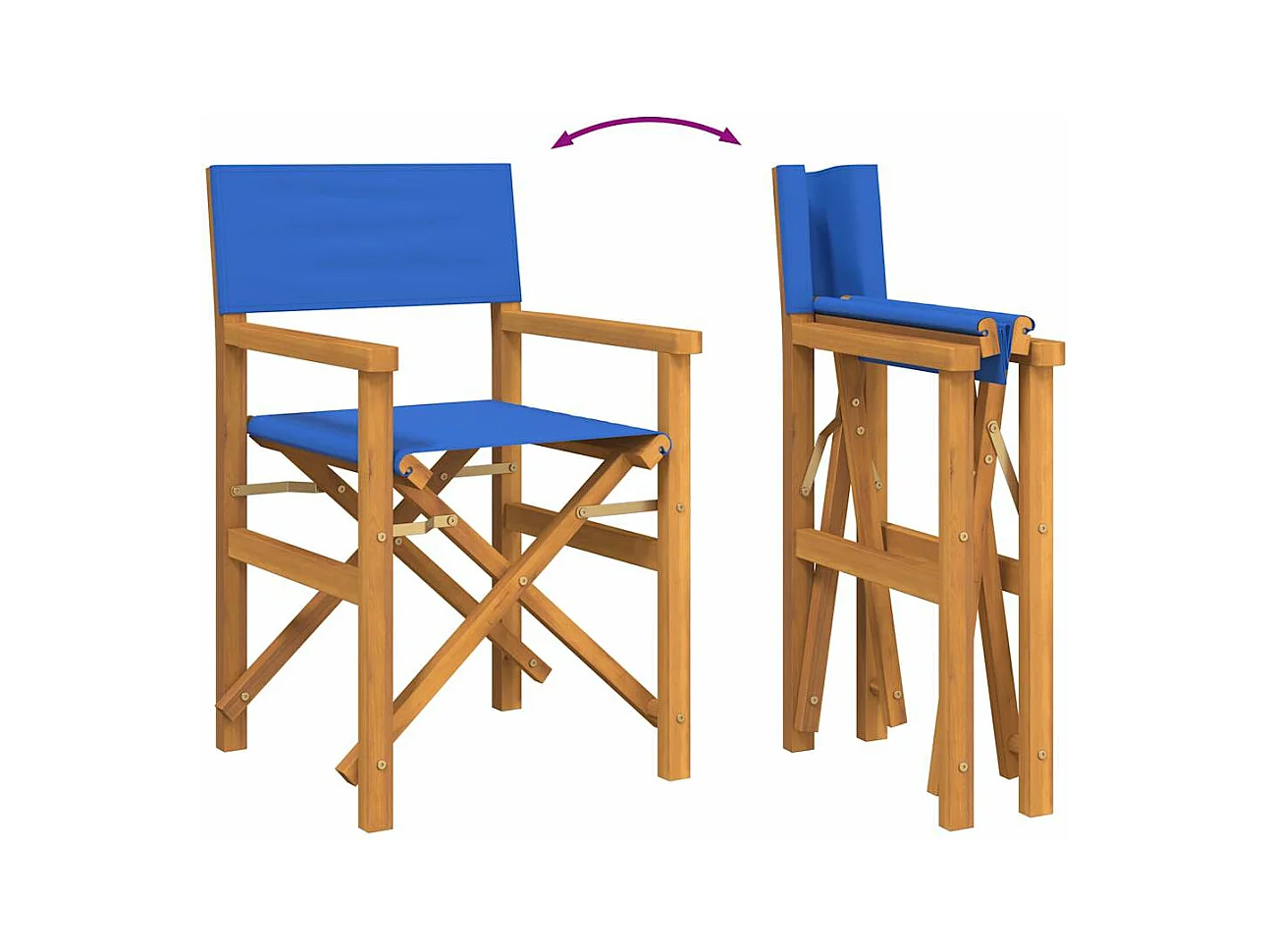 Chaise de metteur en scène pliante bleu bois teck massif