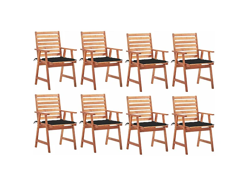 Sillas comedor de jardín y cojines 8 unidades madera maciza acacia