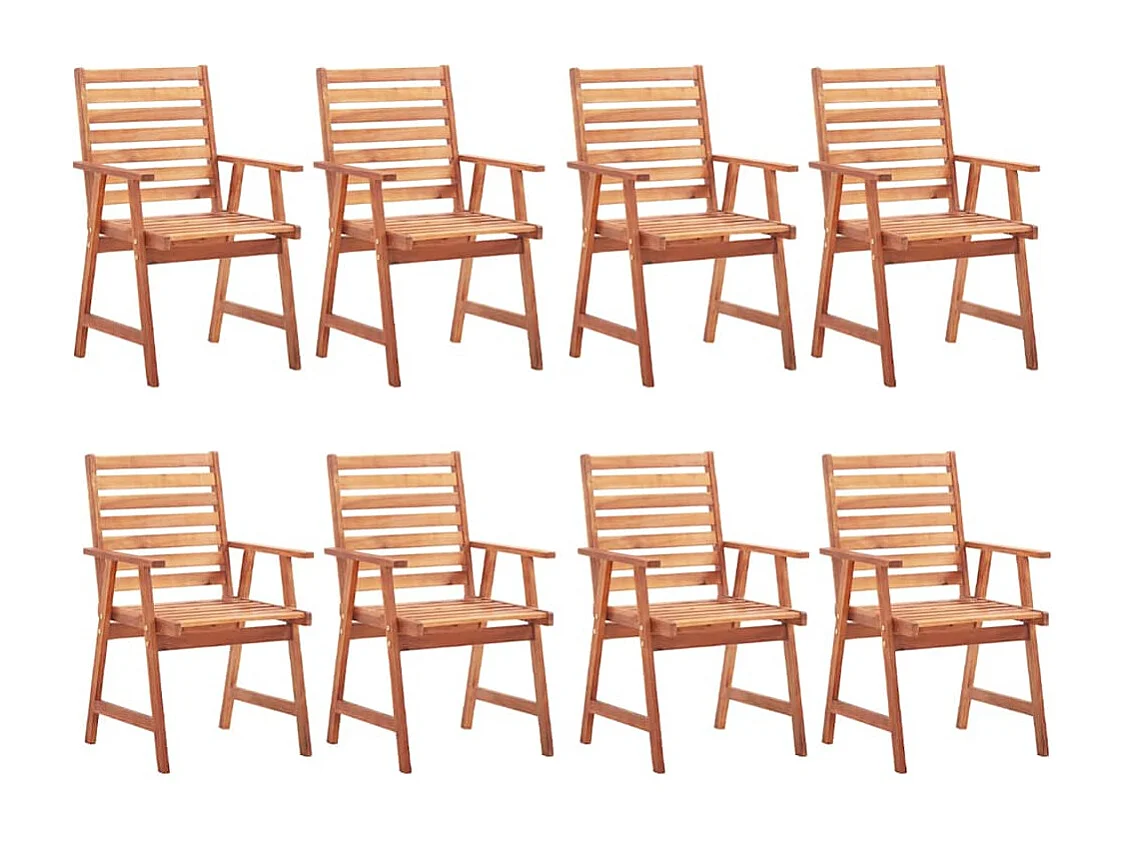 Chaises à dîner d'extérieur 8 pièces avec coussins Acacia massif