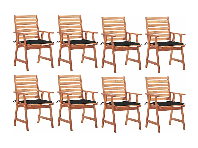 Sillas comedor de jardín y cojines 8 unidades madera maciza acacia