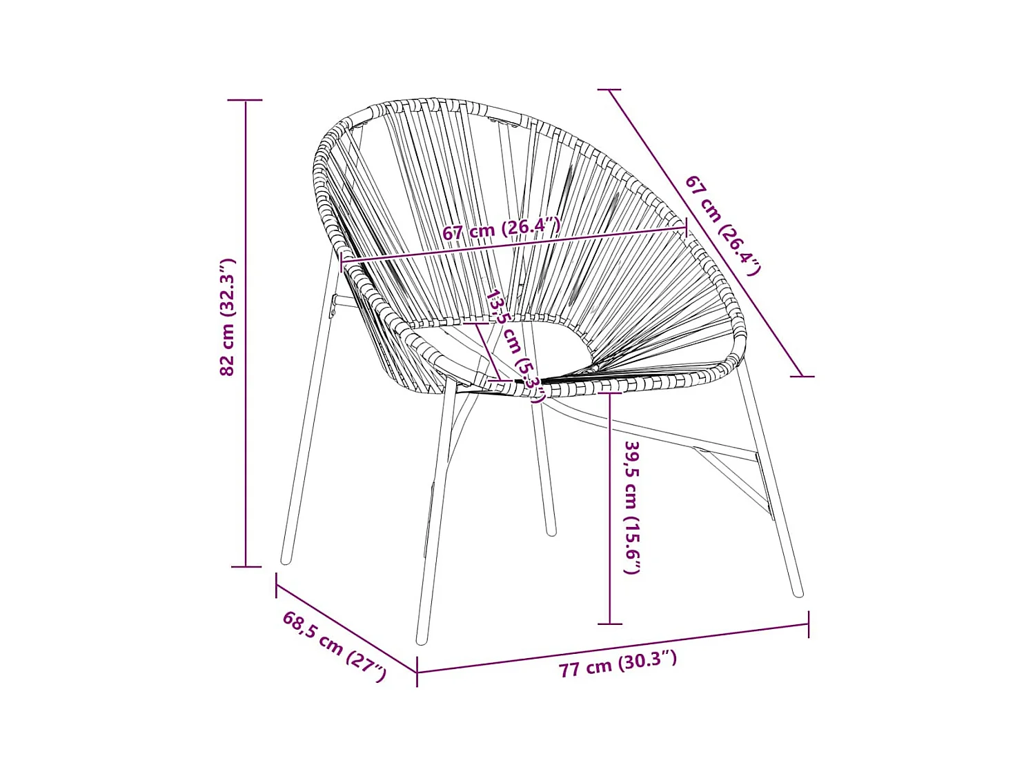 Silla de jardín con forma huevo ratán sintético naranja y negro