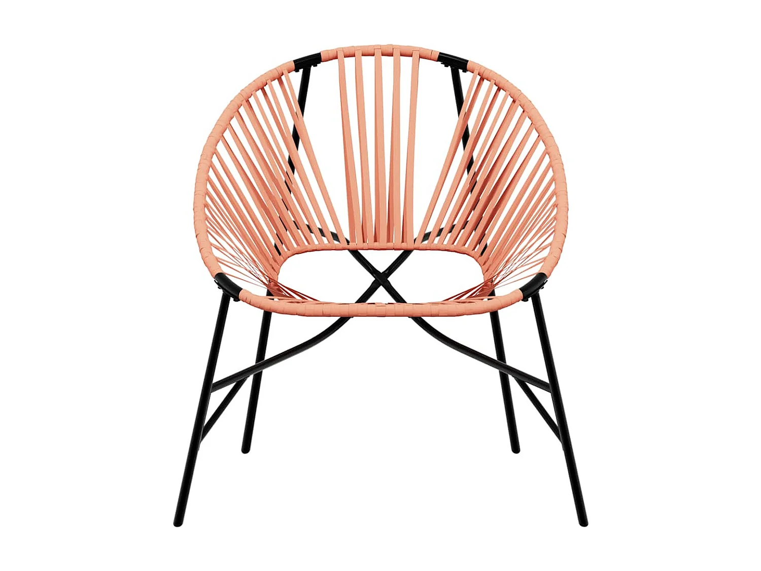 Chaise œuf de jardin noir et orange résine tressée
