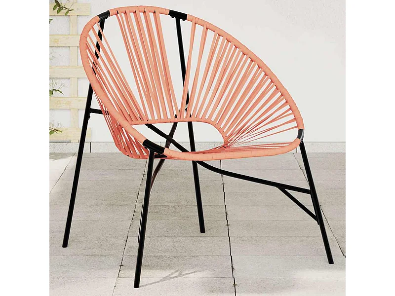 Chaise œuf de jardin noir et orange résine tressée