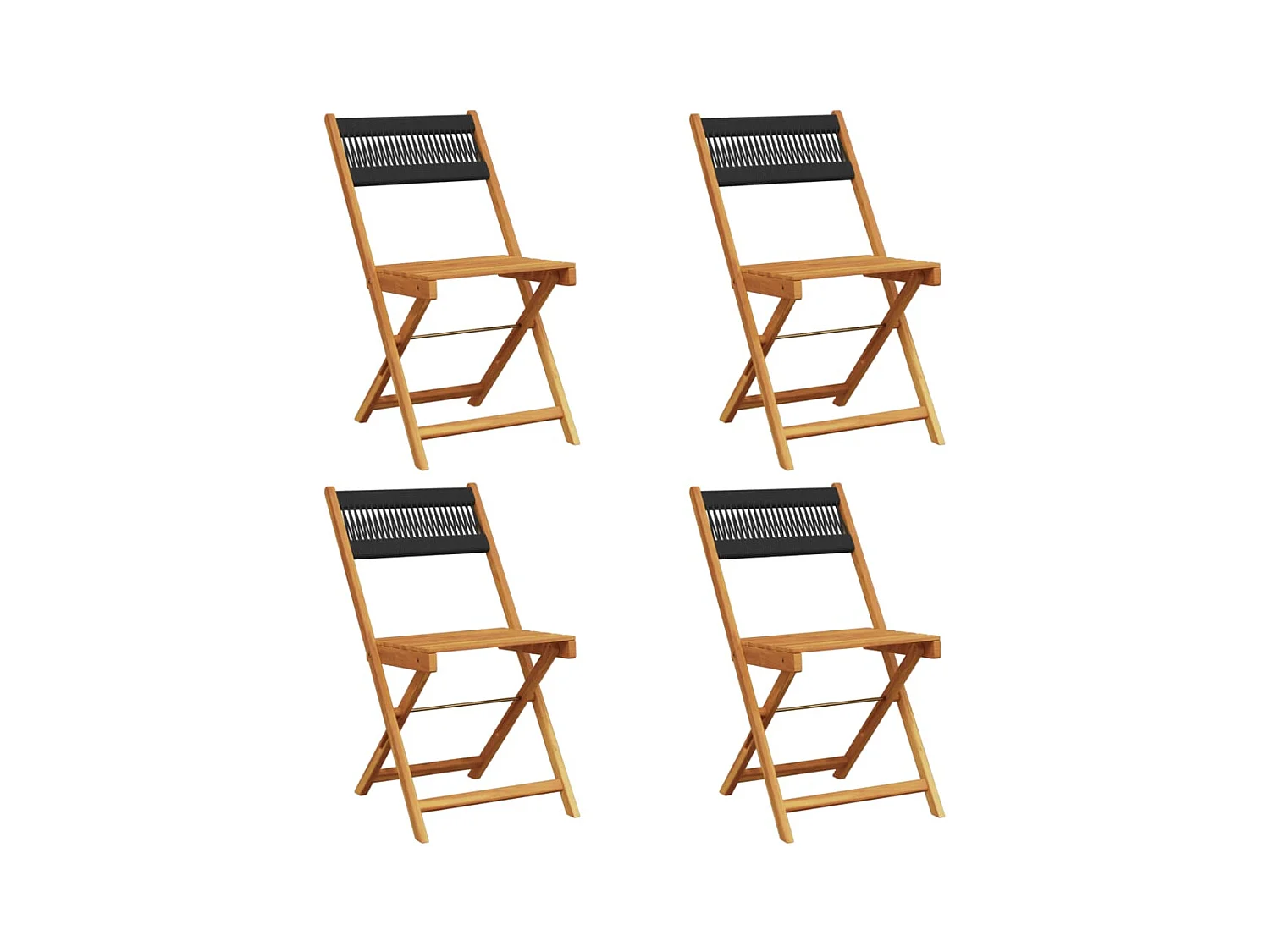 Chaises de jardin pliantes lot de 4 noir bois d'acacia massif
