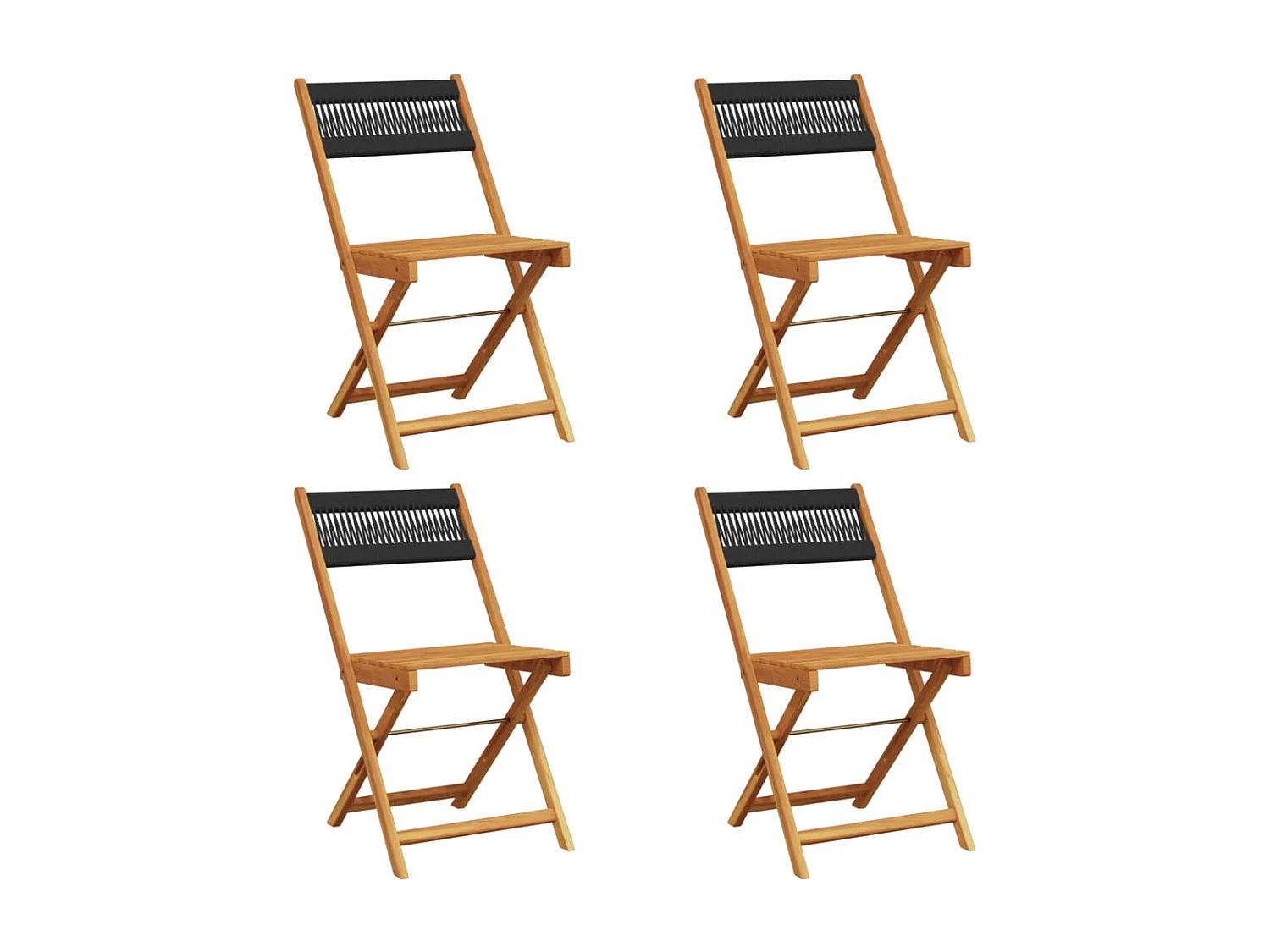 Chaises de jardin pliantes lot de 4 noir bois d'acacia massif