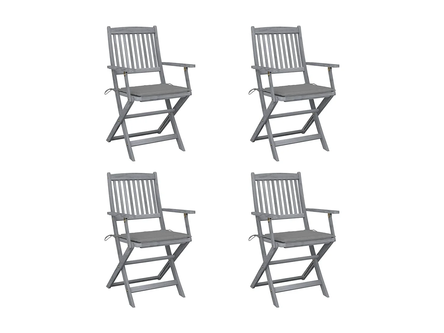 Chaises pliables d'extérieur 4 pièces avec coussins Bois d'acacia