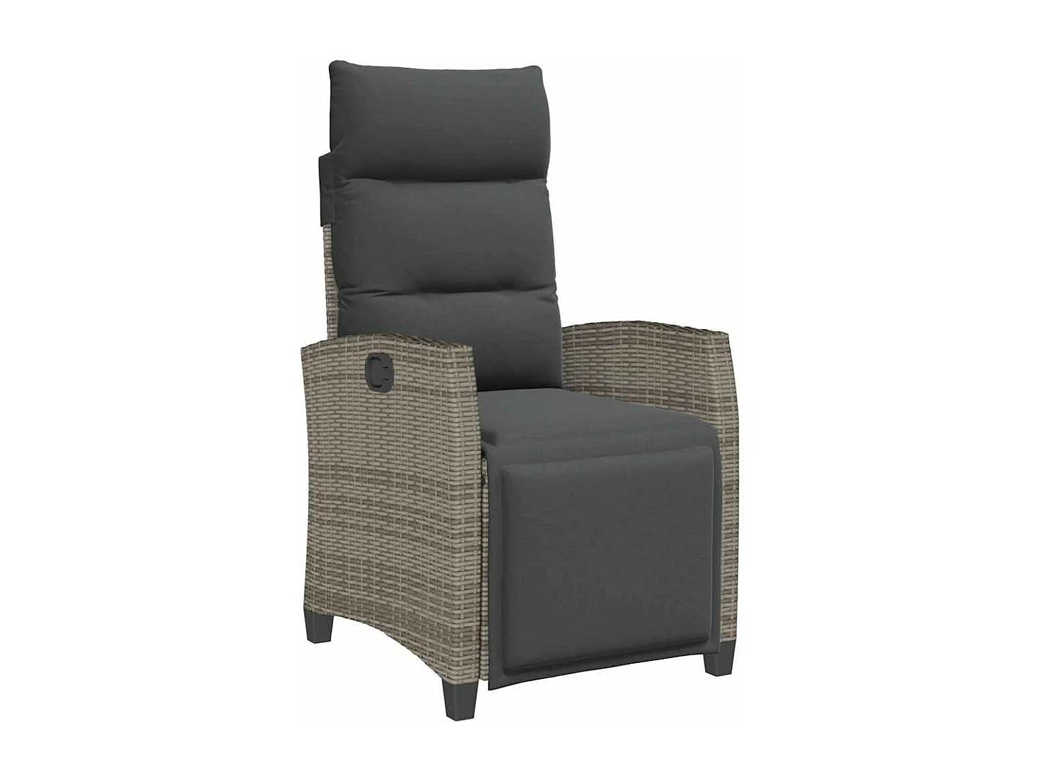 Chaise de jardin inclinable avec table d'appoint gris polyrotin