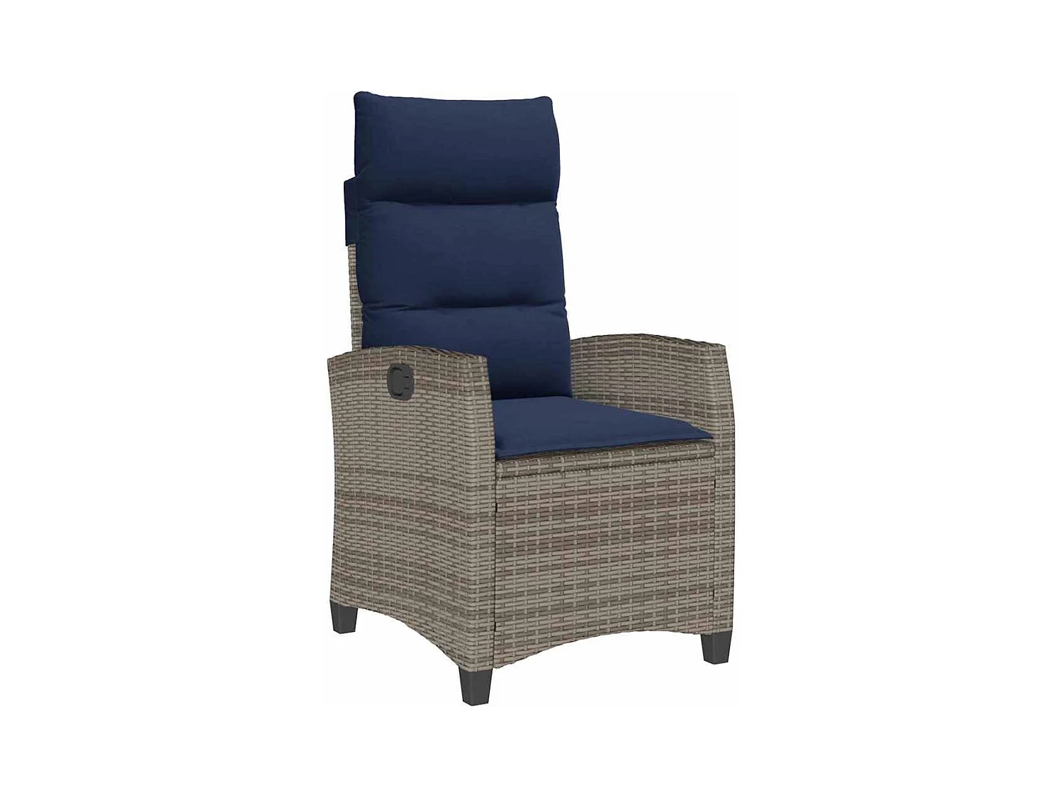 Chaise de jardin inclinable avec table d'appoint gris polyrotin