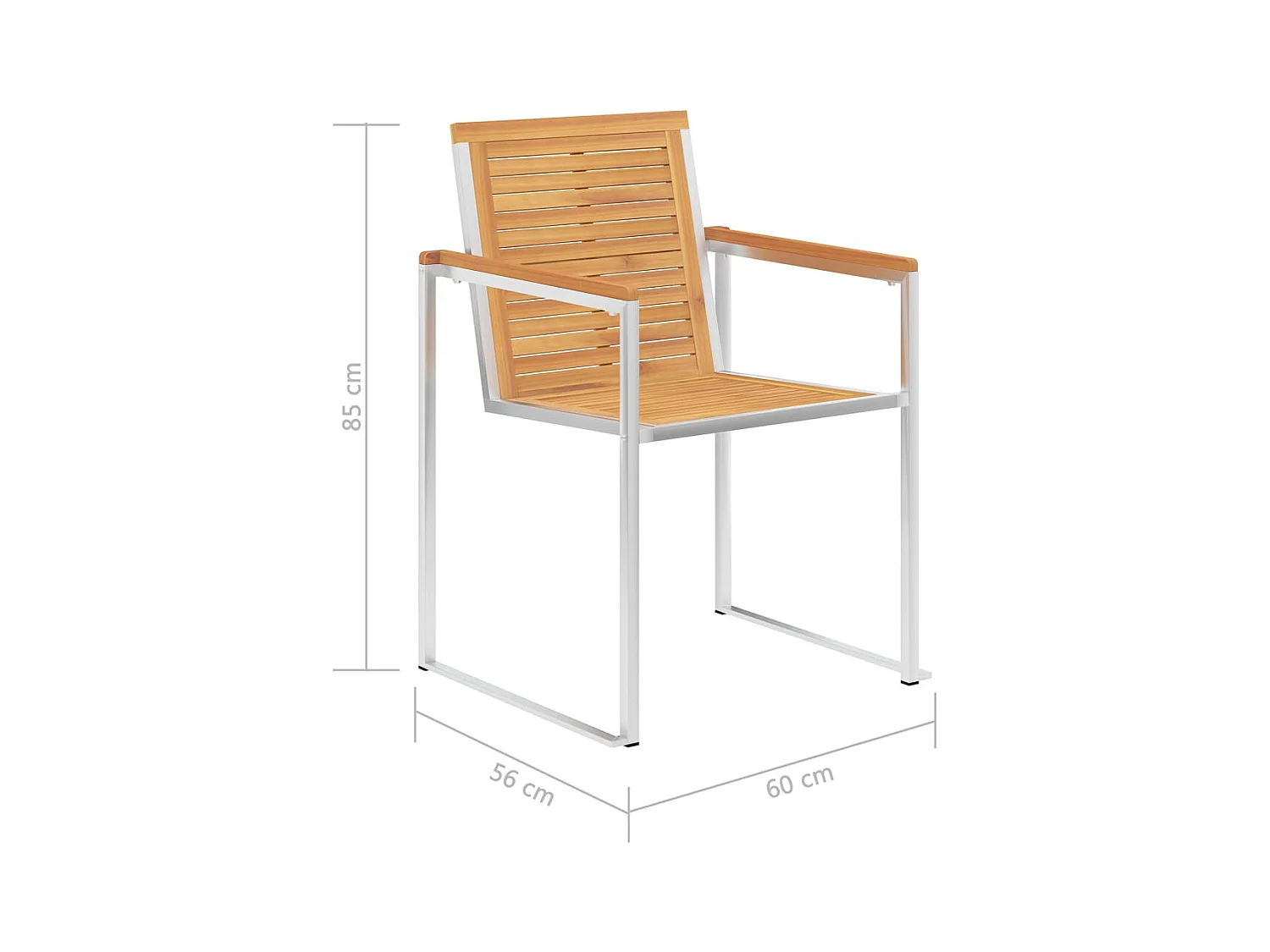 Chaises de jardin 4 pièces Bois de teck solide et acier inoxydable