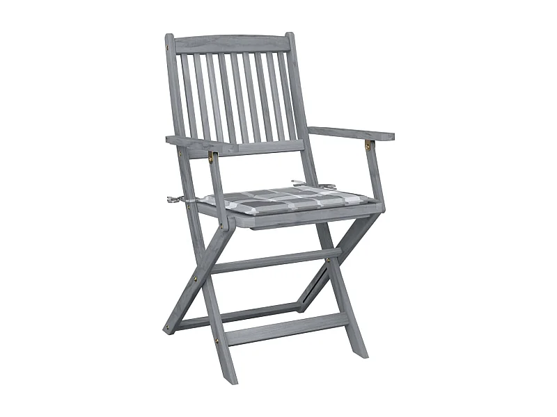 Chaises pliables d'extérieur 2 pièces avec coussins Bois d'acacia