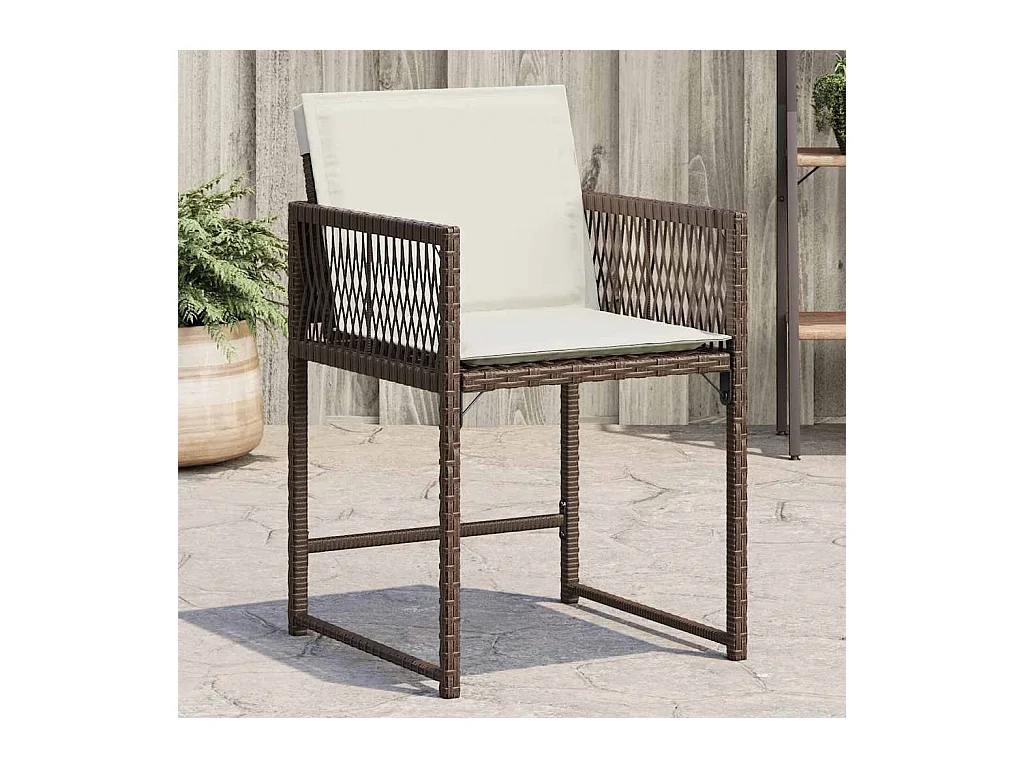 Chaises de jardin avec coussins lot de 4 marron résine tressée