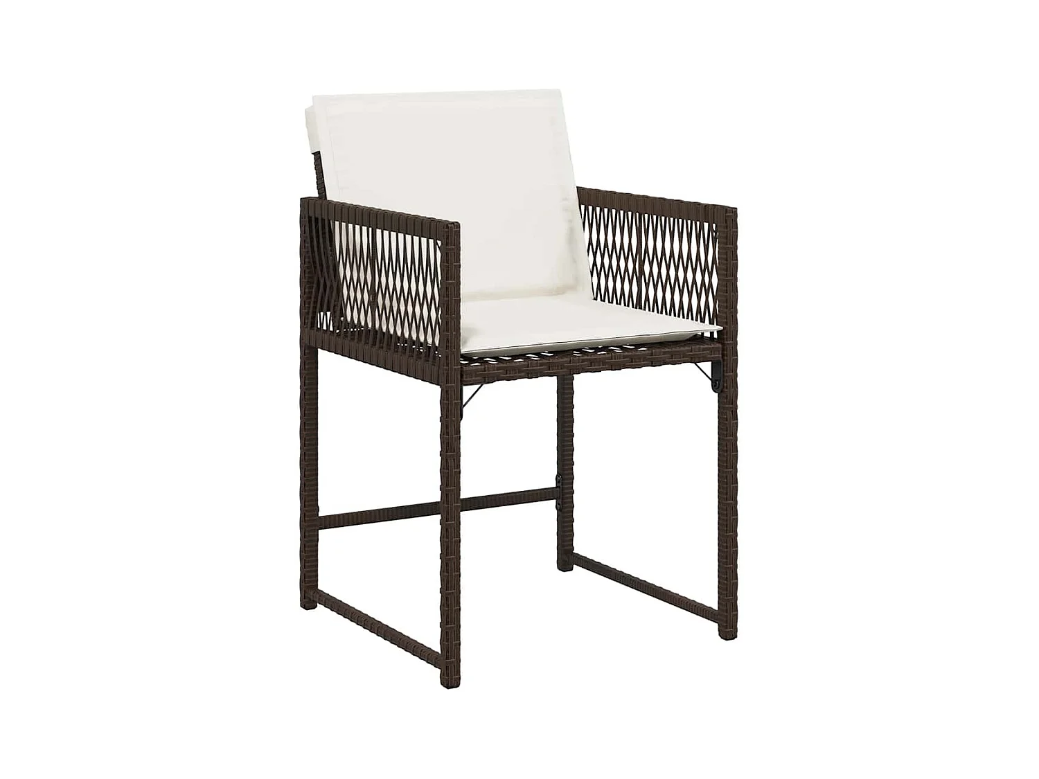 Chaises de jardin avec coussins lot de 4 marron résine tressée