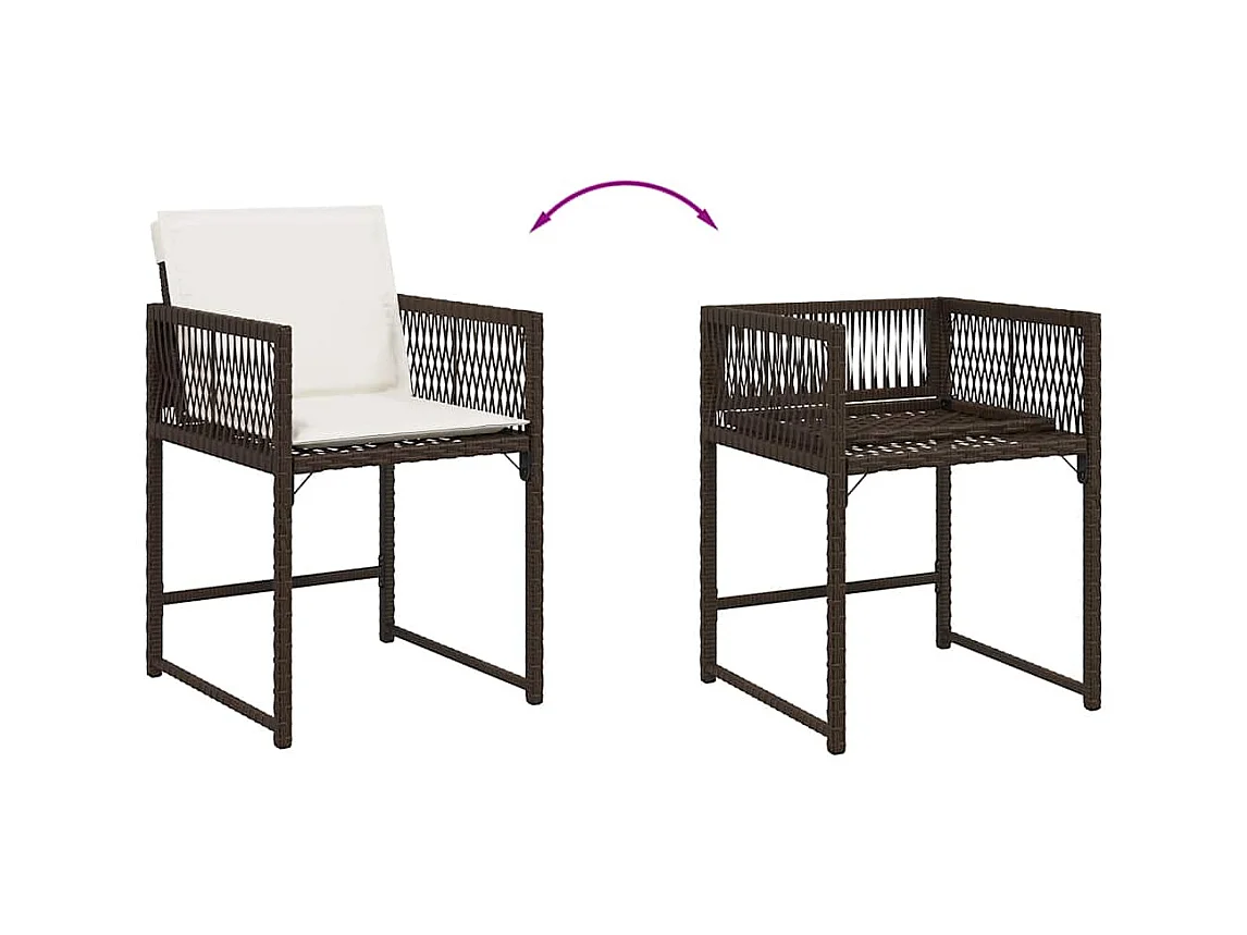 Chaises de jardin avec coussins lot de 4 marron résine tressée