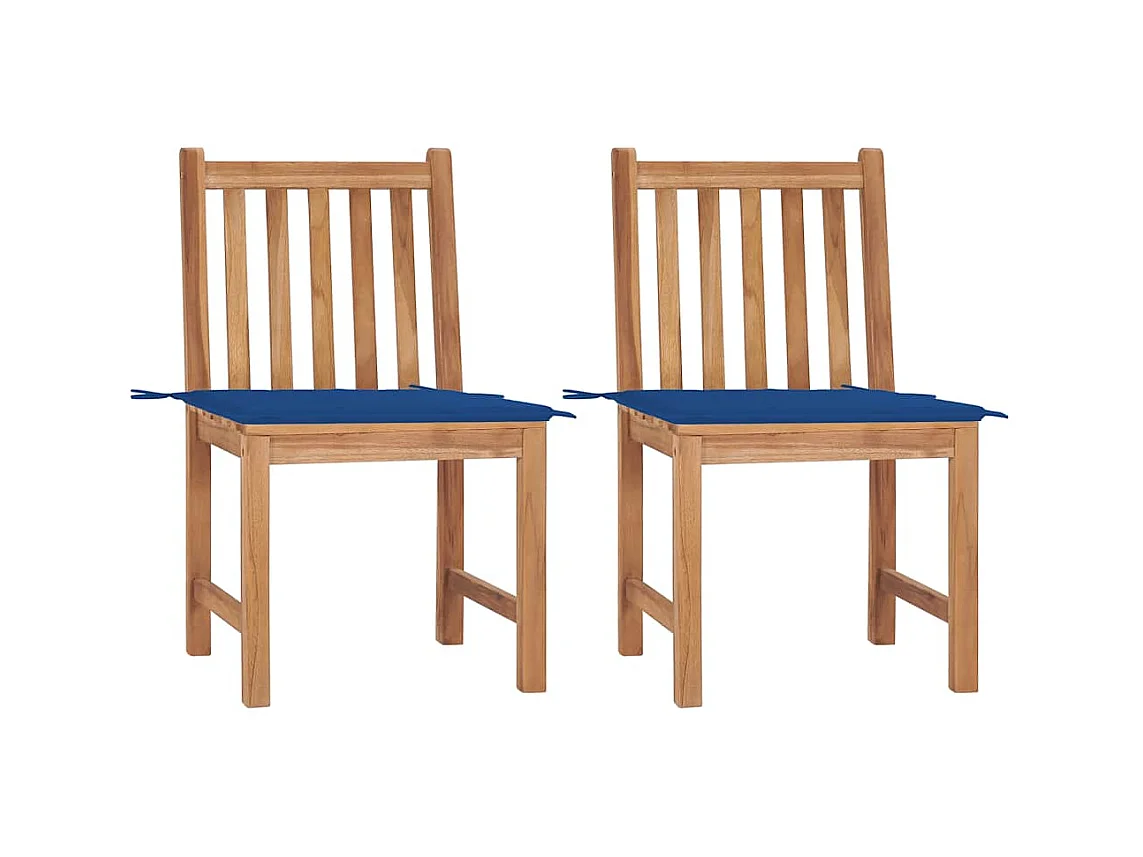Chaises de jardin 2 pièces avec coussins Bois de teck massif
