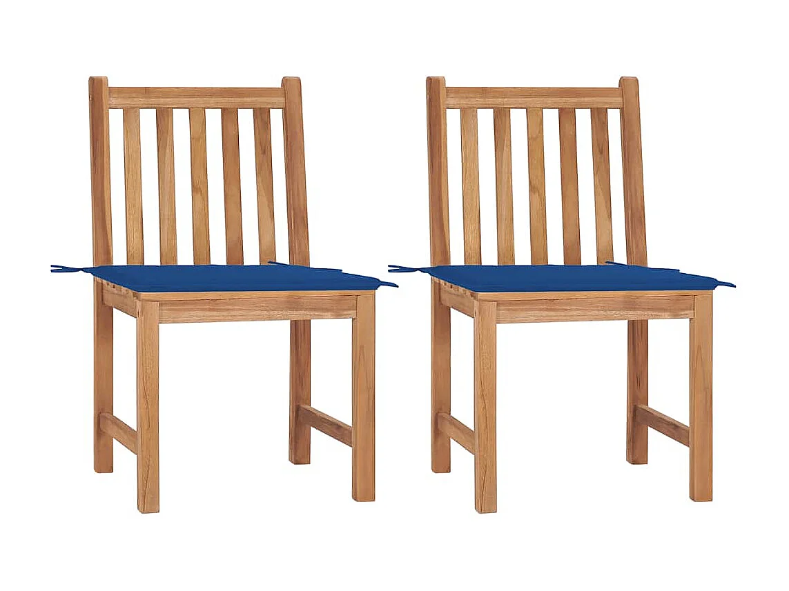 Tuinstoelen 2 stukkenmet kussens massief teakhout