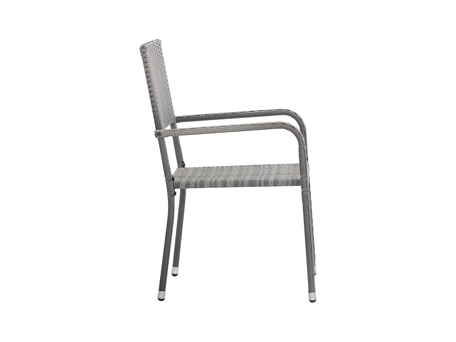 Cadeiras de jantar empilháveis para jardim 2 peças vime PE cinza