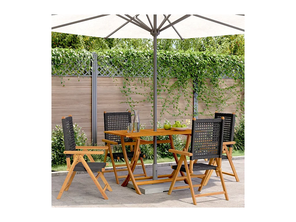 Chaises inclinables de jardin lot de 4 noir rotin bois massif