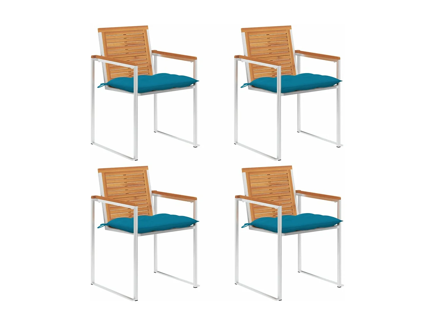 Chaises de jardin 4 pièces avec coussins Bois d'acacia massif