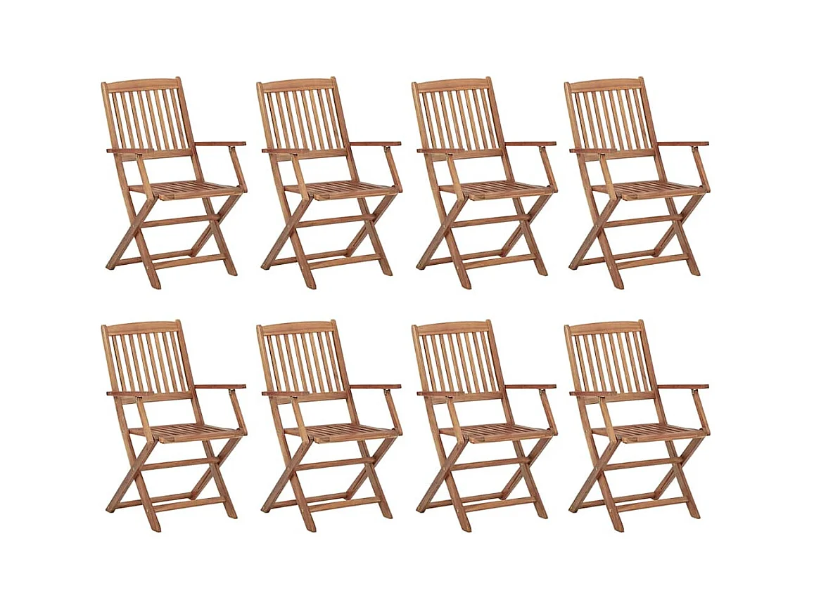 Chaises pliables d'extérieur avec coussins 8 pièces Bois d'acacia