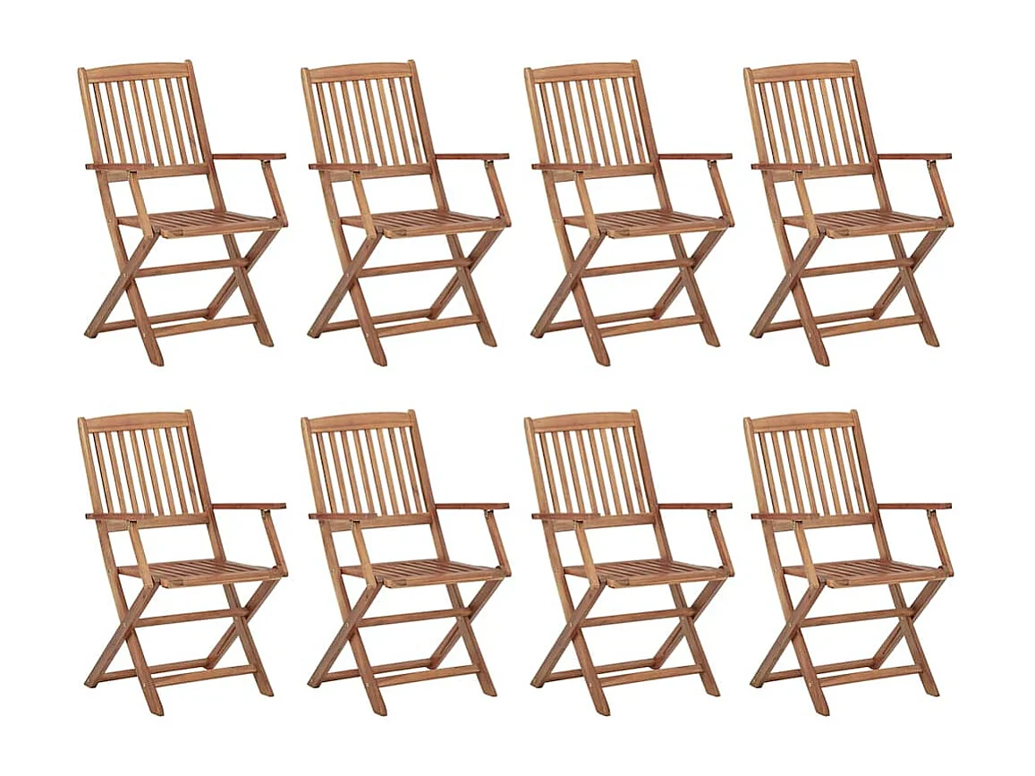 Chaises pliables d'extérieur avec coussins 8 pièces Bois d'acacia