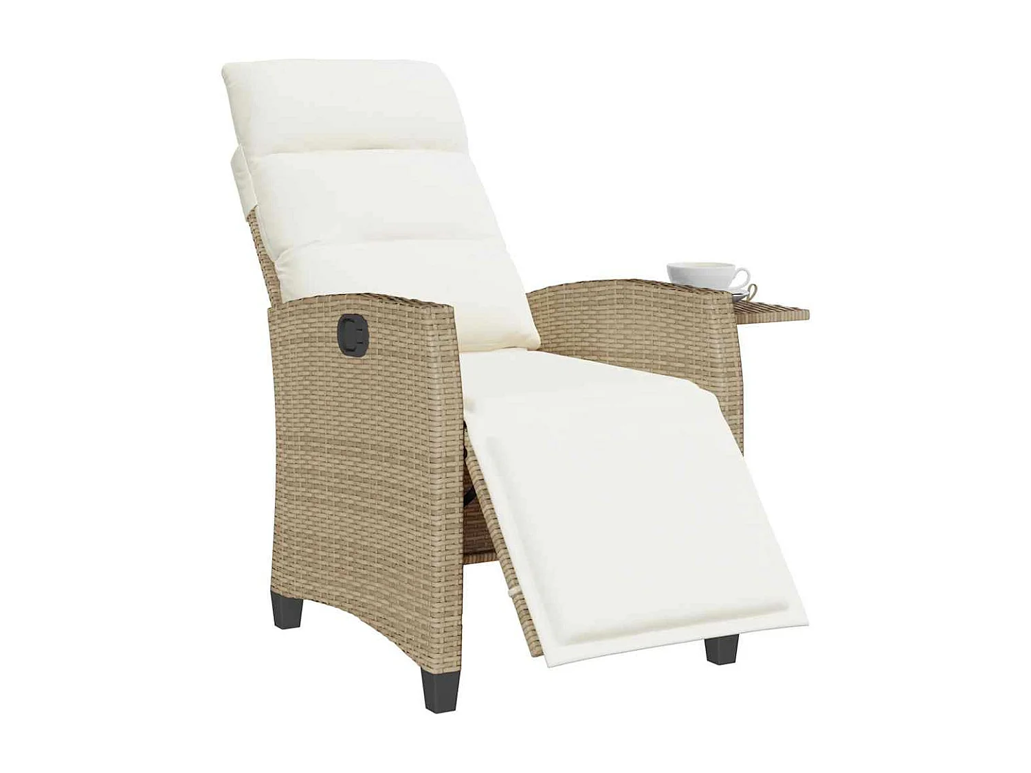 Cadeira de jardim reclinável com mesa de apoio vime PE bege