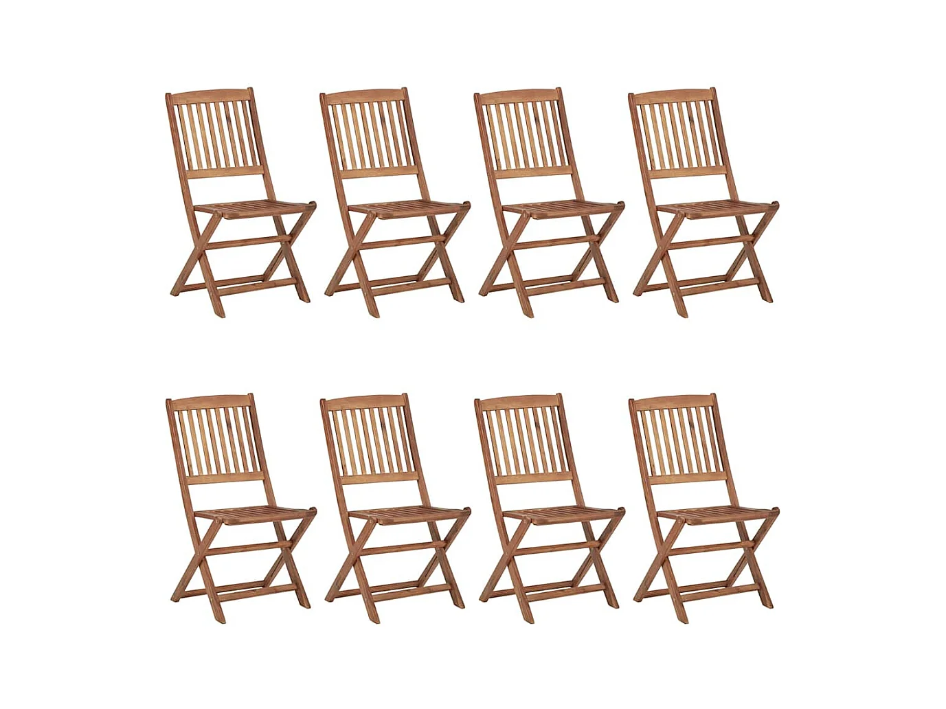 Chaises pliables de jardin 8 pièces avec coussins Bois d'acacia