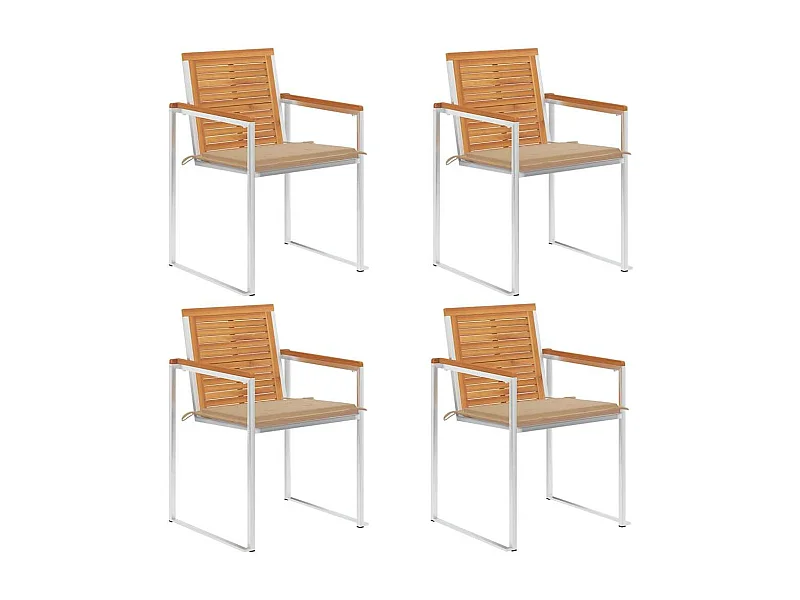 Tuinstoelen 4 st met kussens massief acaciahout
