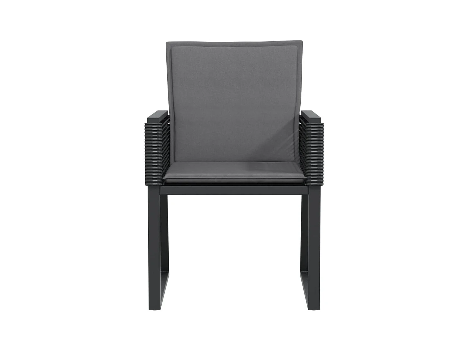 Tuinstoelen 4 st met kussens poly rattan zwart