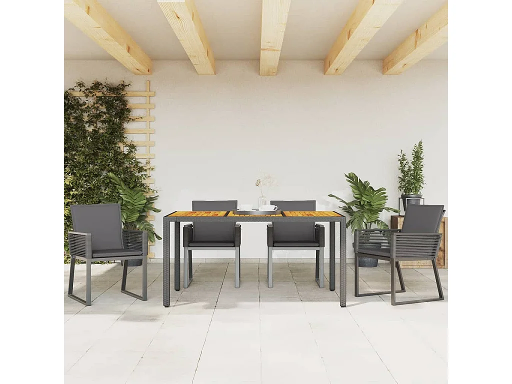 Chaises de jardin lot de 4 avec coussins noir résine tressée