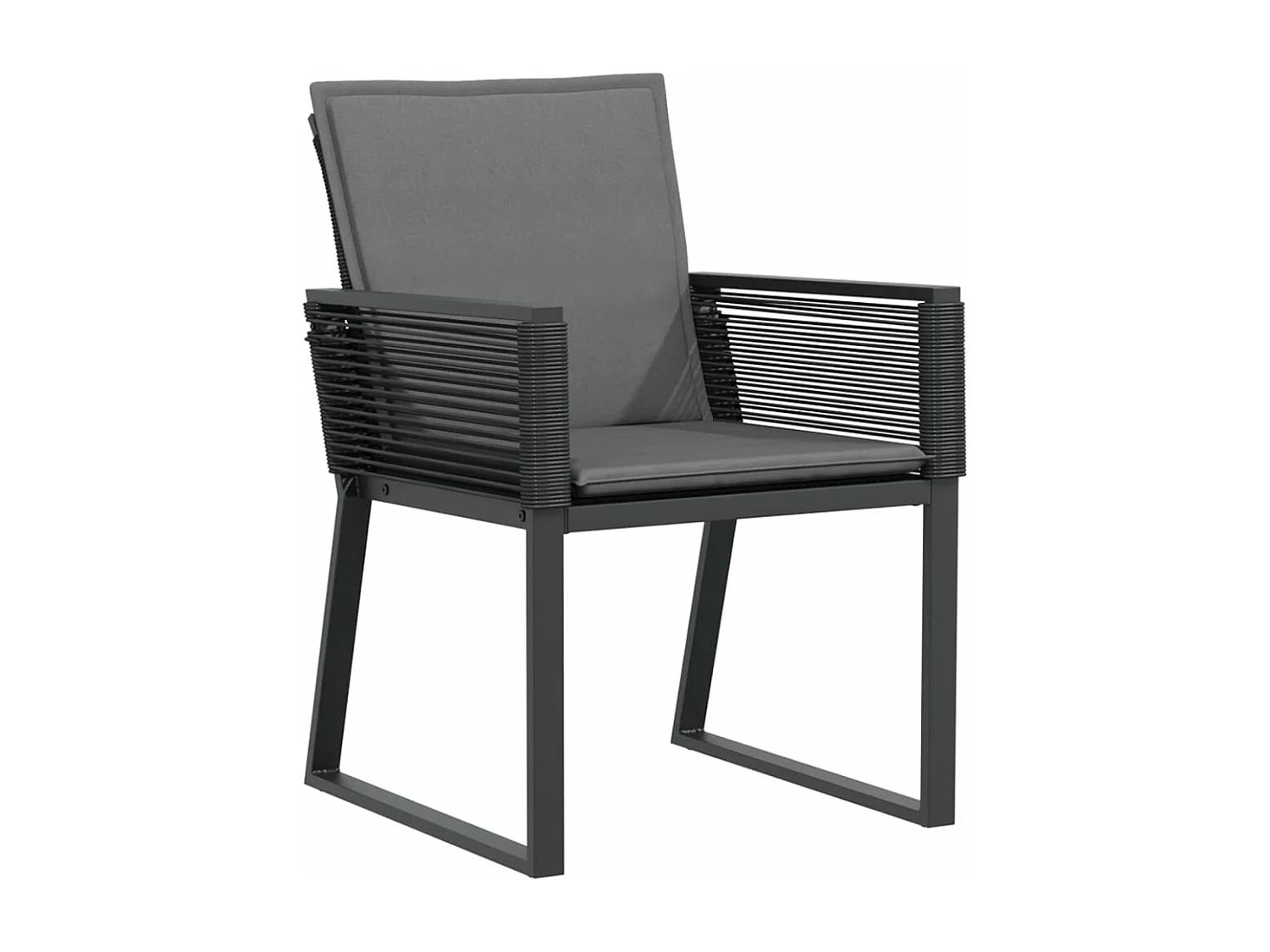 Chaises de jardin lot de 4 avec coussins noir résine tressée