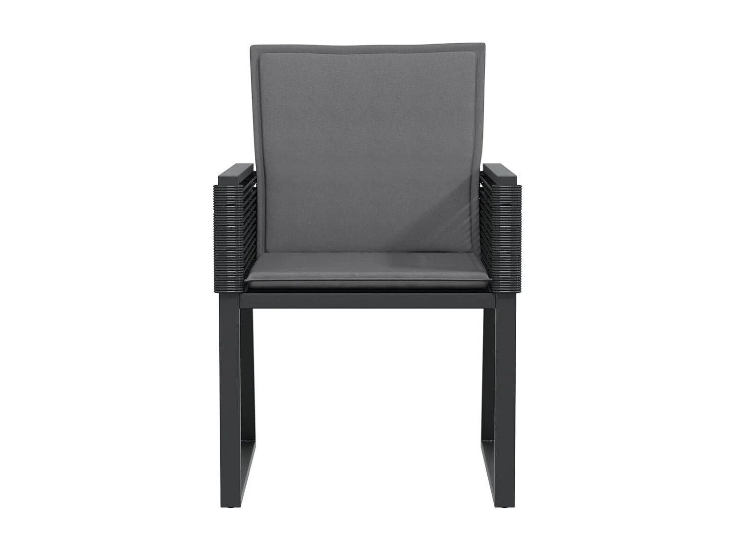 Chaises de jardin lot de 4 avec coussins noir résine tressée