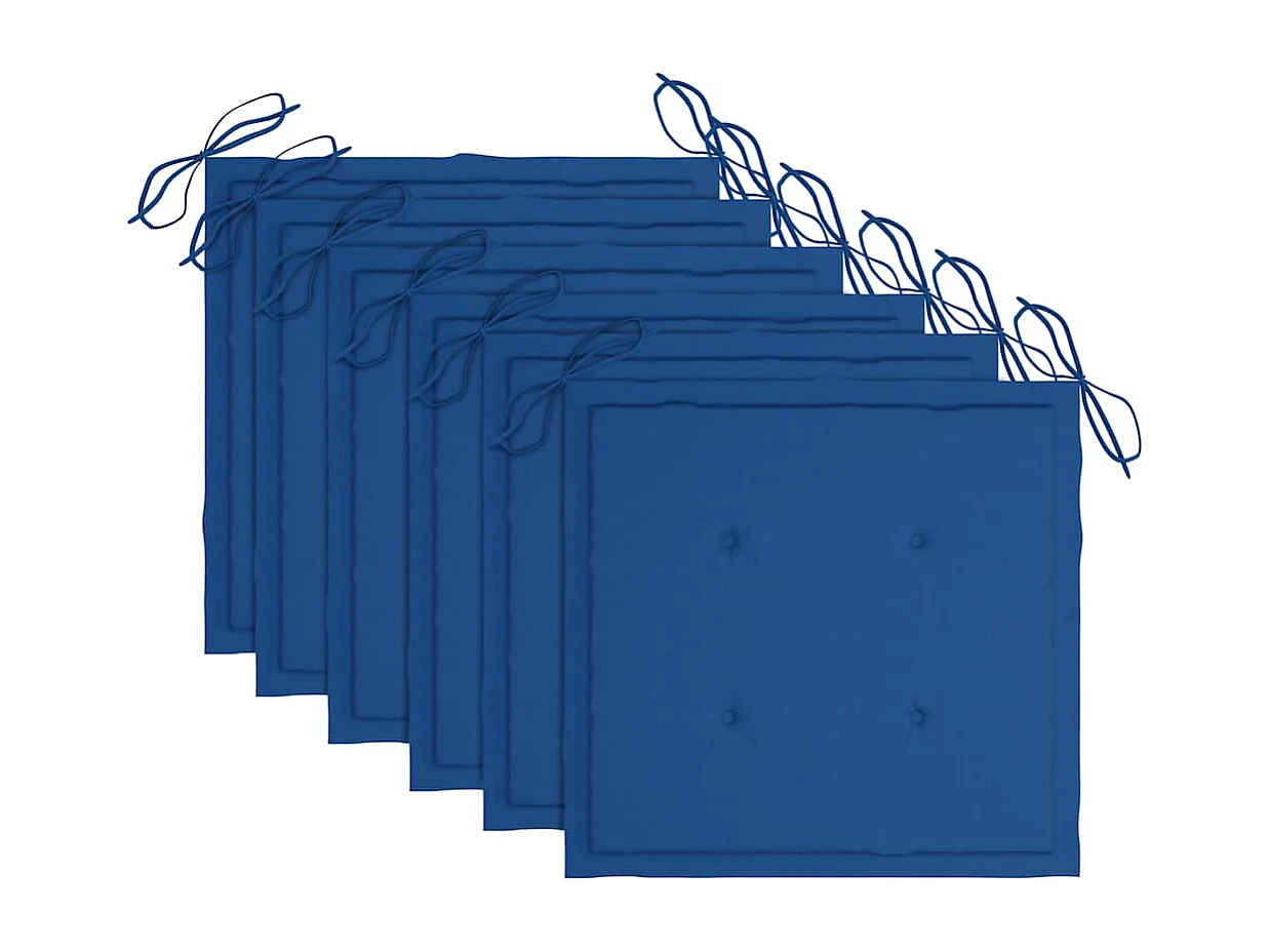 Chaises de jardin avec coussins bleu royal 6 pièces Bois de teck